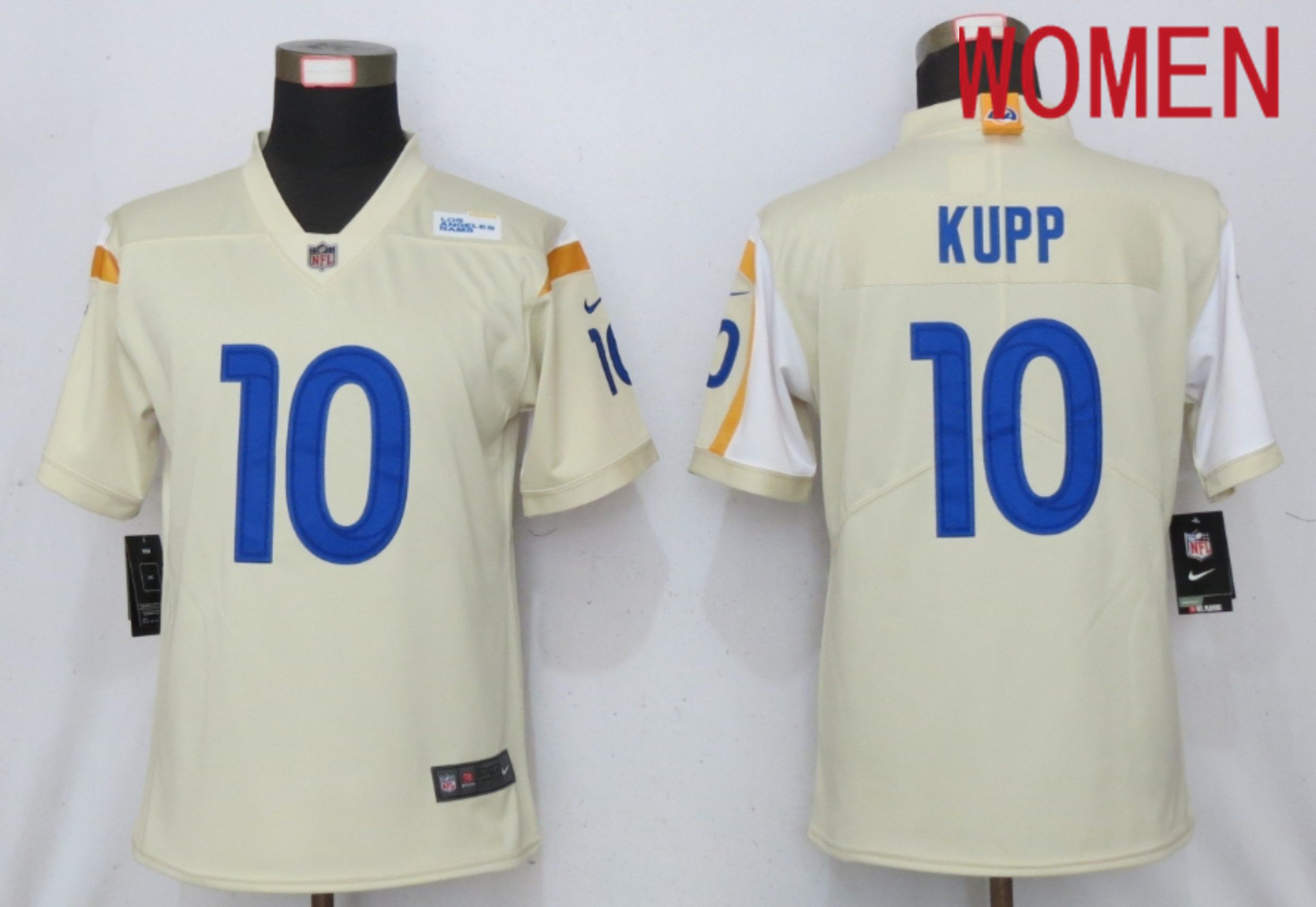 Women Los Angeles Rams #10 Kupp Bone Los Angeles Rams Vapor Elite Playe Nike NFL Jerseys->women nfl jersey->Women Jersey